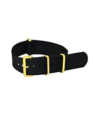 20mm Black - With Gold Buckles Nylon Nato Ballistic Military Watch Band Strap G-10! Fits All Watches!!!!!