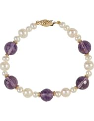 Freshwater Cultured Pearl & Amethyst Bracelet 14K Yellow 650159