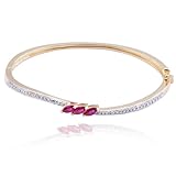 18k Yellow Gold Plated Sterling Silver Created Red and Diamond Accent Bangle Bracelet, 7