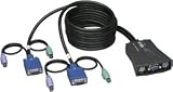 Tripp Lite B030-002-R 2-Port All-in-One Desktop KVM Switch with 2 Built-in Cable Kits (PS/2)