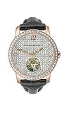 BCBGMaxazria Crystal Collection Black Leather Silver Dial Women's watch #BG6207