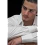 Romantici: Men's Long Sleeve White Casual Shirt, 100% Cotton with Special Soft Effect Surface, Elegant Embroidery. Excellent for Prom, Wedding, Dating, Clubbing!