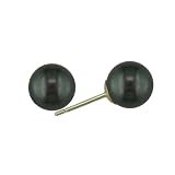 14K Gold Akoya Pearl Stud Earrings - Black