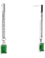 Genuine Emerald 14kt White Gold Dangle Drop Earrings