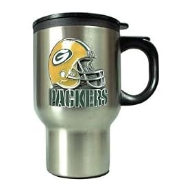 Green Bay Packers Stainless Steel Coffee Mug with Pewter Emblem by BSI