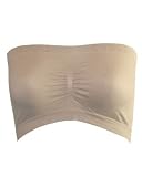 2 Rows Stone Set Seamless Bandeau Strapless Tube Top Bra Khaki Beige