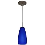 Besa Lighting 1JT-1510CM-BR Bronze Lola Contemporary / Modern Single Light Pendant with Cobalt Blue Matte Glass from the Lola Collection