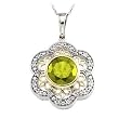 14K Two-Tone Gold Peridot and Diamond Pendant