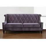 Barrister Velvet Sofa and Loveseat Set in Gray