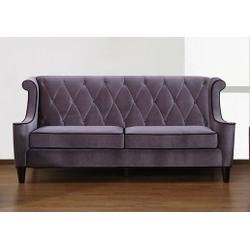 Barrister Velvet Sofa and Loveseat Set in Gray