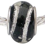 LovingtheBead © 'Black & Silver Tinsel' Murano Glass Slide-On & Slide-Off Bead Charm