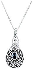 Sterling Silver Birthstone Tear Ash Holder Pendant With March Imitation Birthstone and Chain