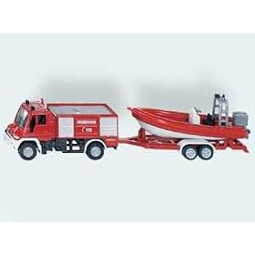 Unimog Fire Engine w  boat by Die Cast Cars