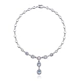 Platinum Plated Sterling Silver Genuine Blue Topaz and Diamond Accent Y Necklace, 16