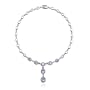 Platinum Plated Sterling Silver Genuine Blue Topaz and Diamond Accent Y Necklace, 16"