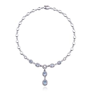Platinum Plated Sterling Silver Genuine Blue Topaz and Diamond Accent Y... by