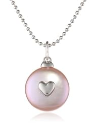 Honora "Girls" Peach Freshwater Cultured Pearl and Heart Pendant Necklace, 14"