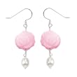 FOJO's Genuine Rose Quartz Carved Rose Pearl Earrings