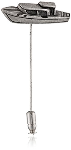 Wembley men s speed boat lapel pin, silver ox, one size