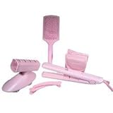 Chromatique Professional 1-inch Tourmaline Ceramic Flat Iron with Heat Resistant Holder, Brush, Tail Comb, Non Slip Sectioning Clips and Storage/Travel Pouch (Pink)