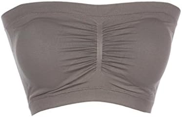 Mb Trend Seamless Spandex Solid Padded Ruched Bandeau, One Size, Mocha