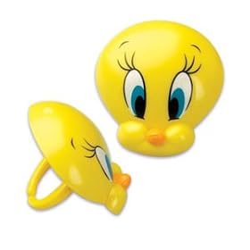 Tweety Bird Cupcake Ring Toppers - 12ct