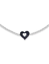 Genuine .925 Sterling Silver Diamond & Sapphire Heart Bracelet 3.1 Grams . 100% Satisfaction Guaranteed.