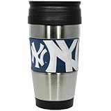 New York Yankees Travel Mug: 15 oz Stainless Steel Travel Tumbler