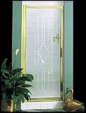 Basco Framed Pivot Shower Door 100-2-HM-QP. 63 1/2''x22 3/4-24 1/2, Heirloom Glass, Antique Pewter finish