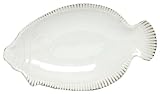 White Fish Ceramic Pottery Flounder Medium Plate Set of Four 10" x 5 3/4" x 1 1/4"