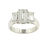 Ladies 3 Stone prong Set Emerald Cut Diamond Ring Diamond 2.91cttw H/Vs2 (Center Diamond = 1.08cttw Side Diamonds = 1.83cttw with Certification)