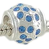 Sapphire Blue Colored Pave CZ Silver BEAD for PANDORA CHAMILIA BIAGI Bracelets GIFT BOXED