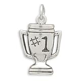 Sterling Silver Charm, 3/4 in tall, Number 1 Trophy, 2.4 grams (ZE-C43495)