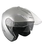 Hawk Silver Dual Visor Open Face Motorcycle Helmet Sz 2XL