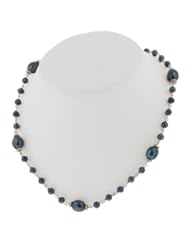 Honora "Black & White Casual" Sterling Silver and Black Freshwater Cultured Pearl 18" Necklace LN4874BL18