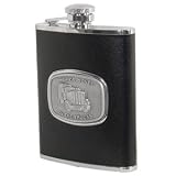 6 oz. Black Leather Flask Bonded with Medallion