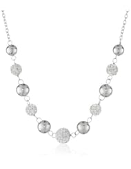 Sterling Silver Swarovski Elements Clear Crystal Beaded Ball Necklace, 17"