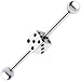 Silver 925 Jet Gem Dice Industrial Barbell Earring
