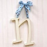 Wooden Hanging n: Pink Polka Dot Ribbon