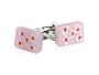 Lovely Pink Glass Cufflinks with Painted Flowers with Gift Box