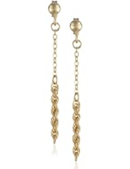 14k Italian Yellow Gold Rope Chain Dangle Earrings