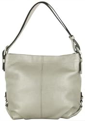 Coach Leather Convertible Duffle Zippered Hobo Handbag 15064 Silver