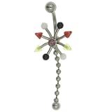 Sunburst Bead Chain Dangle Belly Navel Ring Body Jewelry