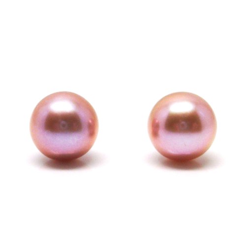 Loose Naturally Pink AAA Round 7.5-8.0mm Cultured Freshwater Pearls Pair (Half-Drilled) (NOT FINISHED EARRINGS)