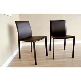 Contemporary Burridge Brown Leather Dining Chair by Wholesale Interiors