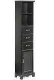 Dexter 14"w Linen Storage Cabinet With Glass Door, 14.5"W, BLACK