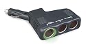 12V, 3 Outlet Platinum Series Fused Cigarette Lighter Adapter w/90&iquest; Swivel