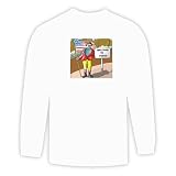 Long Sleeve T-shirt with male, man, board, Texas, welcome, abstract, wishes, sign, American, flag, holding, greeting, clown, suit