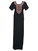 Black Moroccan Caftan Abaya Dress Floral Embroidered Caftan Nighty Lounger Medium