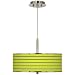 Bold Lime Green Stripe Giclee Glow 16 Wide Pendant Light